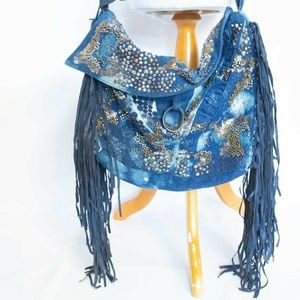 Handbag Cecilia de Bucourt FRINGE Crossbody BLUE